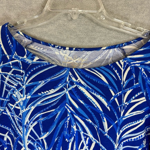 Lilly Pulitzer M Laddie Top Twilight Blue Ruffle Bell Sleeves Stretchy Boat Neck - Picture 6 of 14